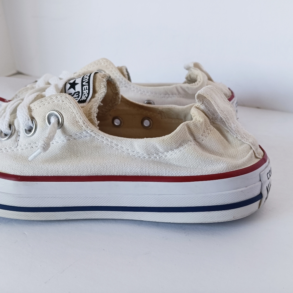 🤍 Converse All Star White Canvas Sneakers Shoes Womens 7 White Low Slip - Picture 7 of 15